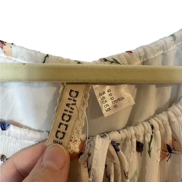 H&M Divided MIDI Butterfly Multi Colored White SZ 10 Feminine Cottagecore Fairy - Picture 13 of 13